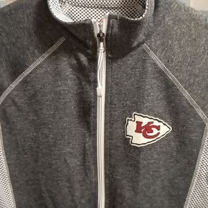 Majestic fan fashion weaved gray & white long sleeve athletic jacket Size S/CH/P